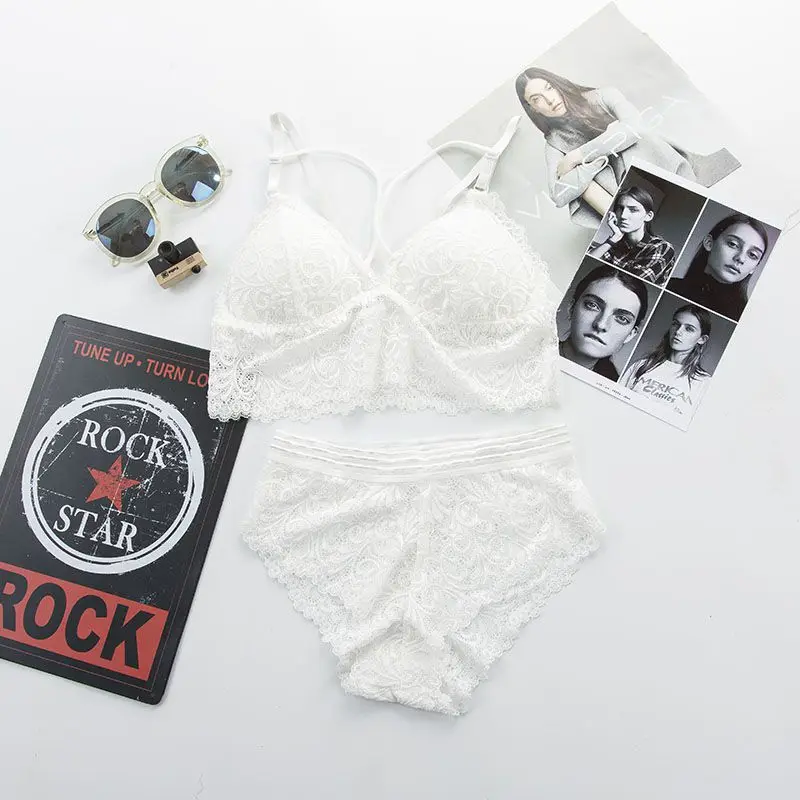 Бюстгальтер с пуш-апом прозрачный кружевной бюстгальтер + трусики для женщин |