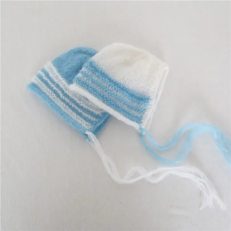 Soft Baby Boy Bonnet Newborn Photography Props Crochet Elft Hat Blue Beanie Infant Cap Photo Shower Gift | Детская одежда и обувь
