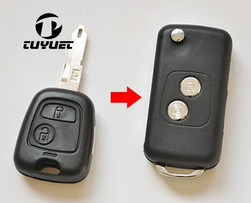 

2 Buttons Modified Folding Flip Remote Key Shell For Peugeot 206 207 Keyless Entry Remote Fob Case
