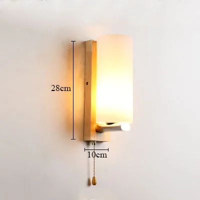 Скандинавские бра, настенные светильники, деревянные светодиодные лампы Wandlamp, стеклянная лампа, светильник, современный Лофт, Декор, для спальни, прихожей, светильники, AC90-260V - Цвет абажура: L