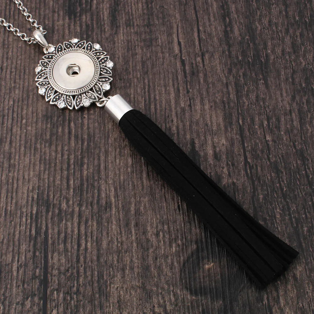 Ожерелье в этническом стиле длинное черное ожерелье с кисточкой и пуговицами 18