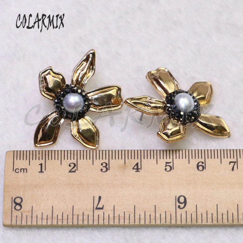 5 пар сережек с золотыми цветами серьги капли металлическим покрытием оптовая