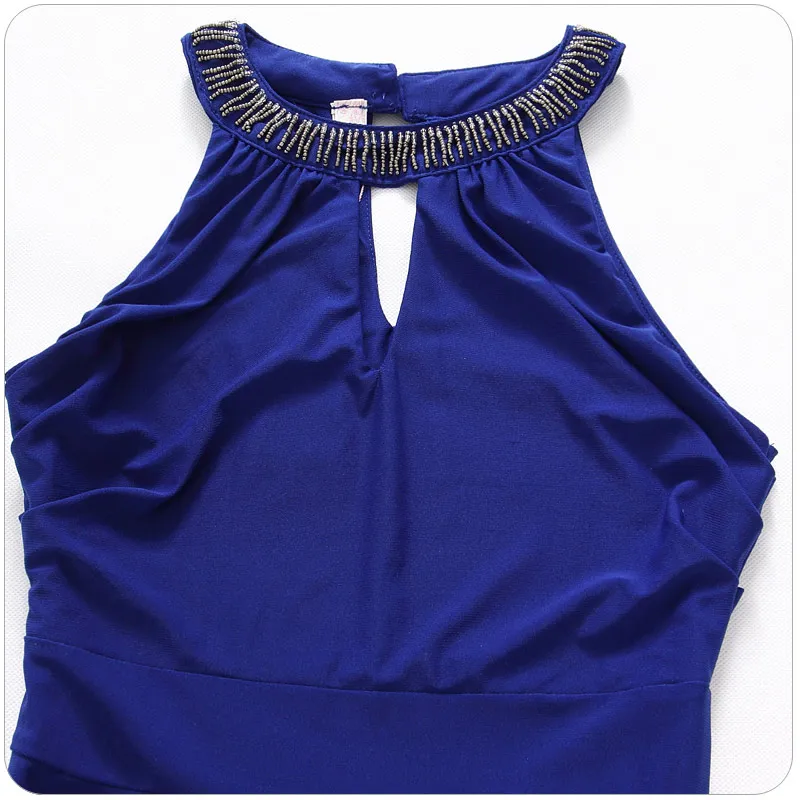 Женское длинное вечернее платье с бусинами однотонное бальное длиной до