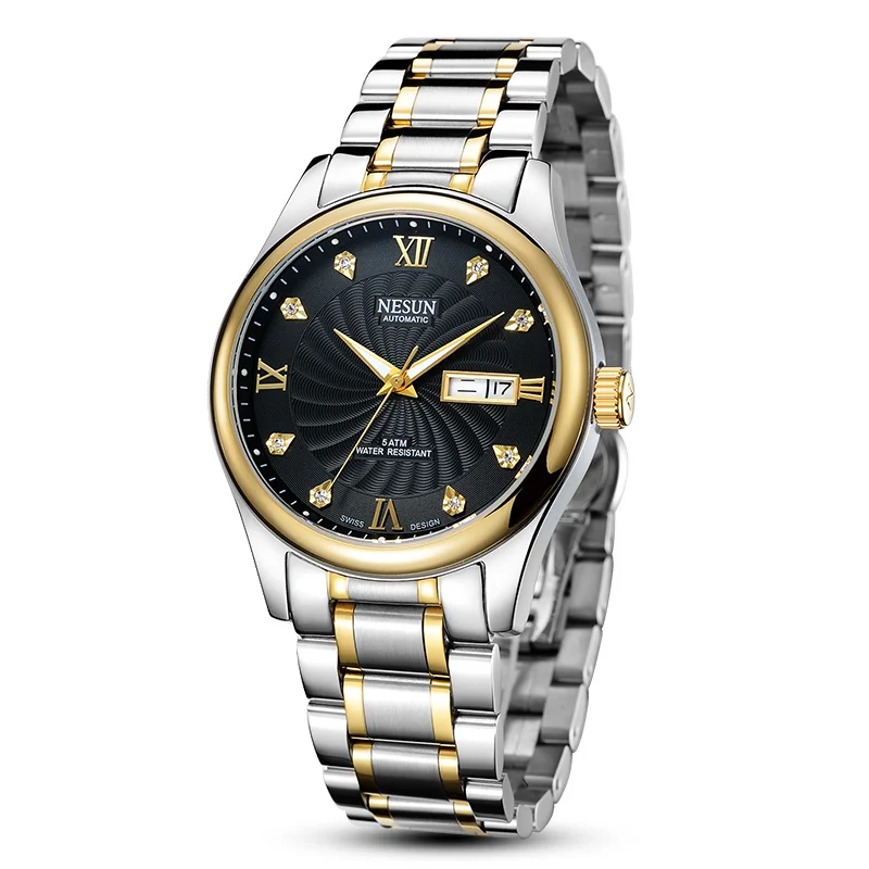 Швейцария Бизнес бренд NESUN часы Для мужчин Автоматический self ветер Полный