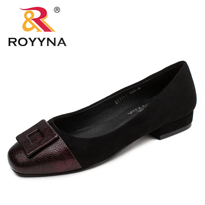 ROYYNA/Новое поступление; классические женские туфли-лодочки; женские модельные туфли с квадратным носком; Женская удобная обувь для отдыха из флока;