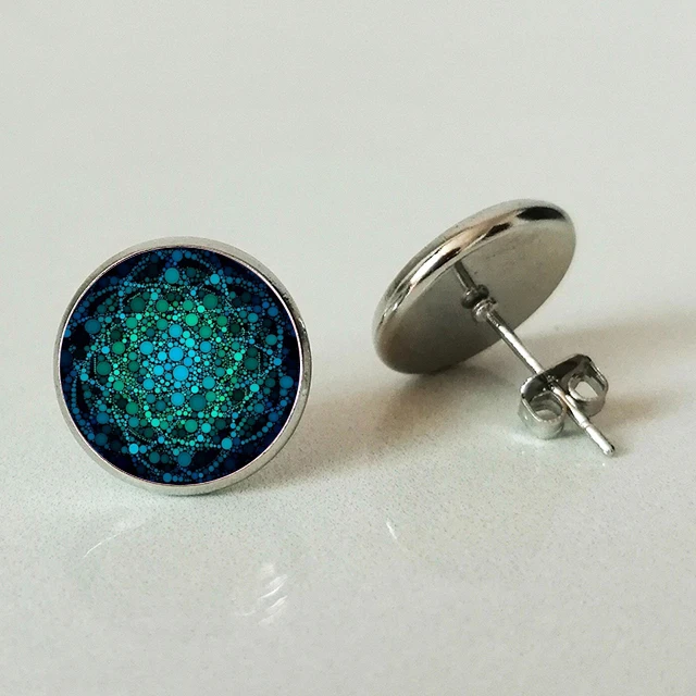 Life Flower Stud Earrings New Fashion Round Glass Retro Jewelry Wedding Gifts | Украшения и аксессуары