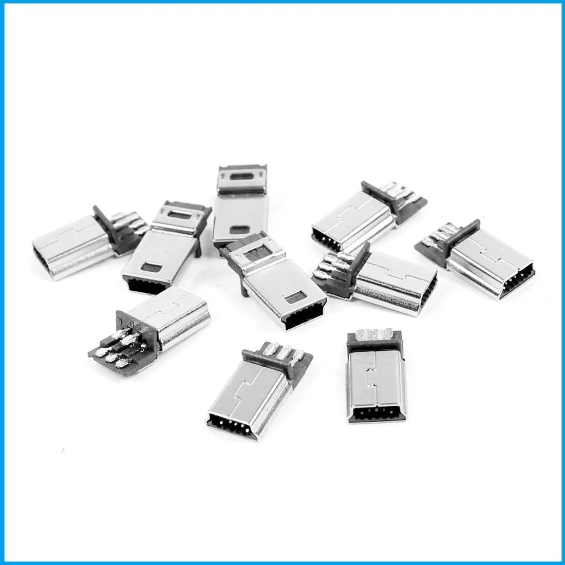 10 шт. Mini USB 5 Булавки штекер DIY SMT разъем Серебряный тон темно серый|connector|tone |