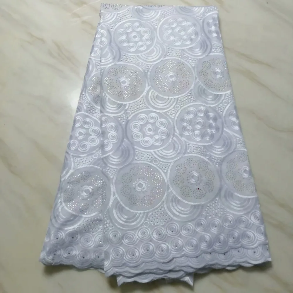 

New arrival African Dry Lace Fabric High Quality Cotton Lace Fabric Swiss Voile With Stones Swiss Voile Lace PLC48