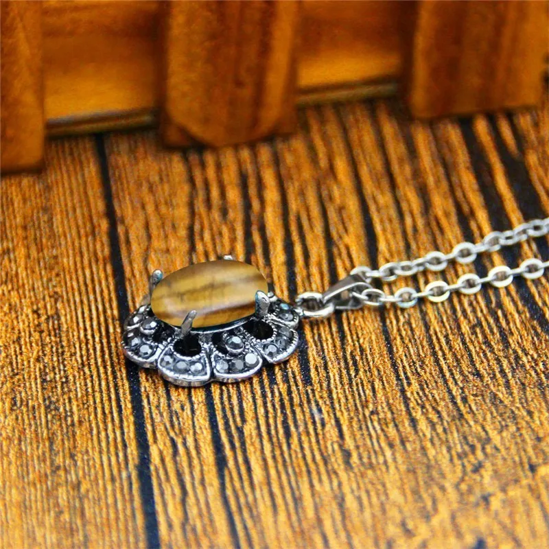 Natural Tiger Eye Necklace Earrings Jewelry Set Rhinestone Vintage Fashion For Women | Украшения и аксессуары