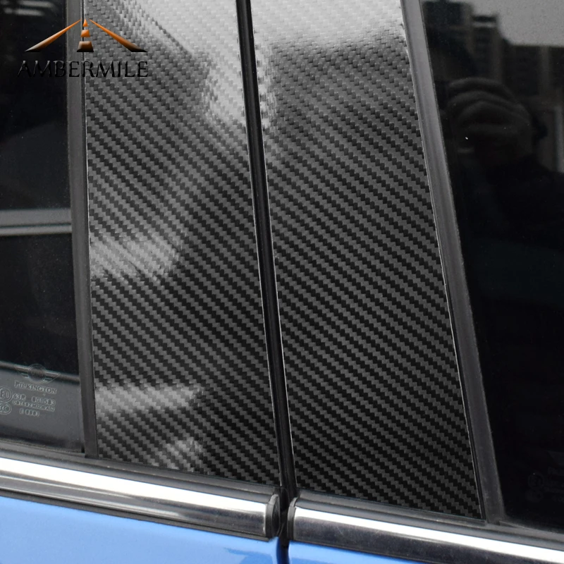 AMBERMILE для Mini Cooper F55 земляк F60 Clubman F54 аксессуары углеродное волокно B столб крышка отделка защита окна наклейки