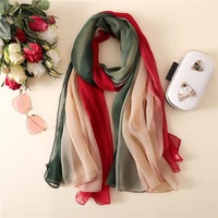 new fashion big size long shawl gradient color silk wrinkle scarf women summer beach wrap beautiful elegant luxury bandana m288