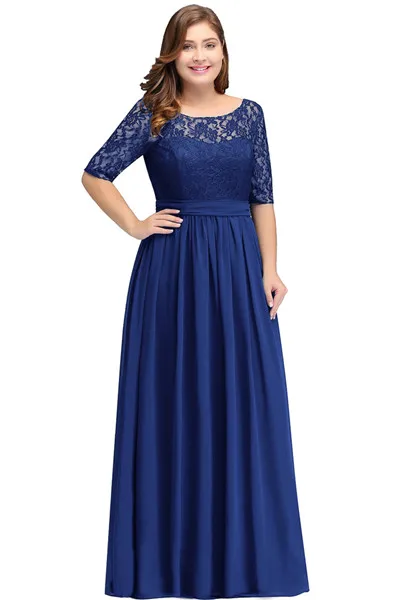 Royal Blue Новое элегантное розовое шифоновое длинное вечернее платье размера плюс ТРАПЕЦИЕВИДНОЕ вечернее платье с коротким рукавом robe de soiree - Цвет: Royal Blue