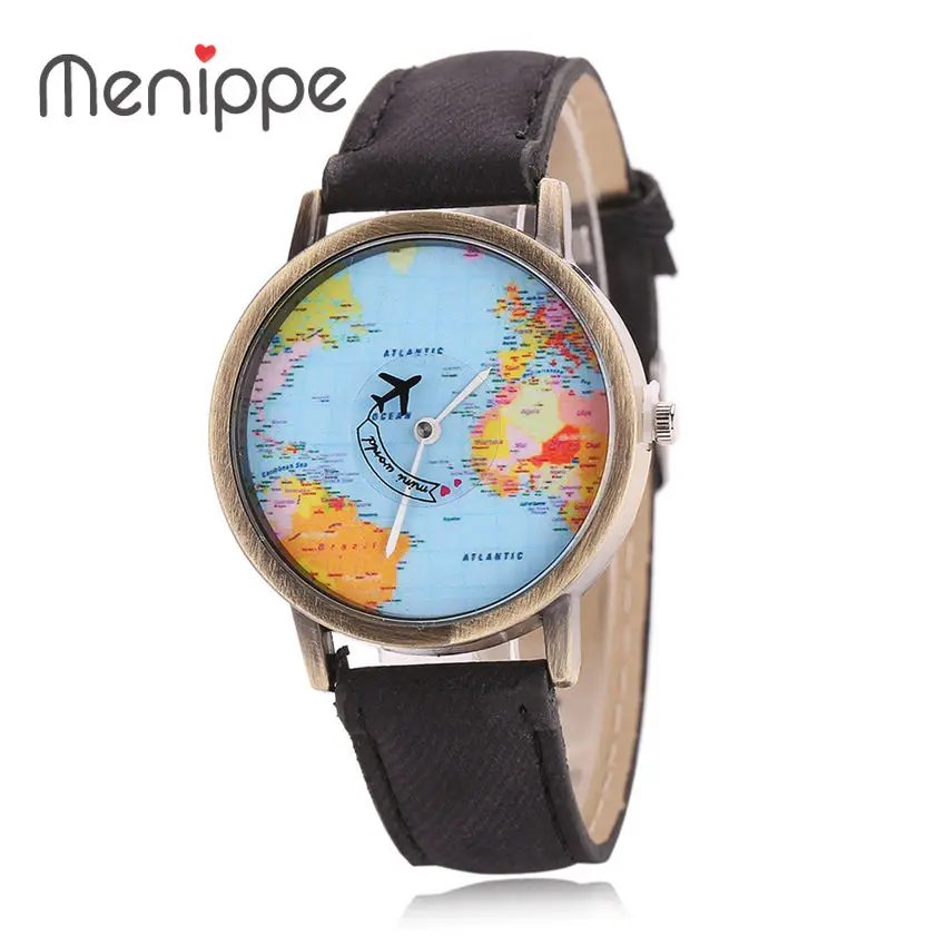 

Newly Design Mini World Map Watch Men Women Gift Watches Unique Designer Fashion time Quartz Men clock dress watches