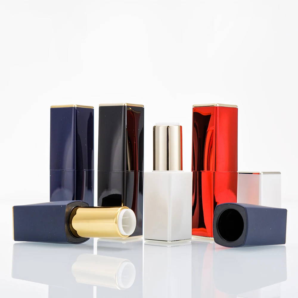 

Square black blue red plastic lipstick packaging Lip Balm Containers Empty Travel Bottle