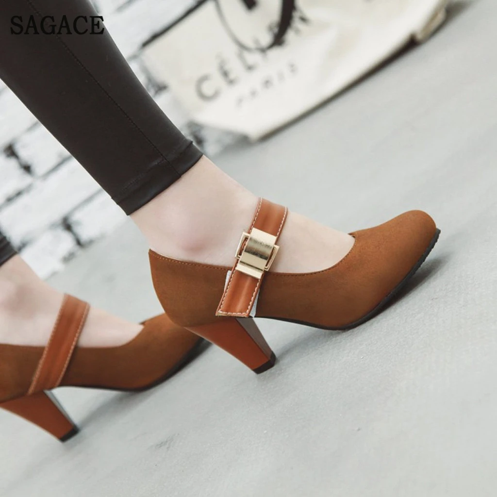 SAGACE/женские туфли на высоком квадратном каблуке Женские туфли-лодочки платформе