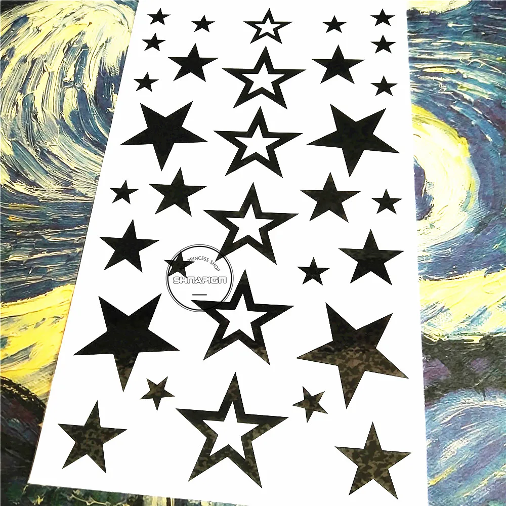 SHNAPIGN черная звезда Временные татуировки боди арт флэш тату наклейки 17*10 см