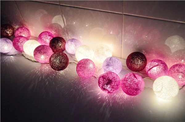 Новый дизайн белая Орхидея фиолетовая хлопчатобумажная гирлянда в виде шариков