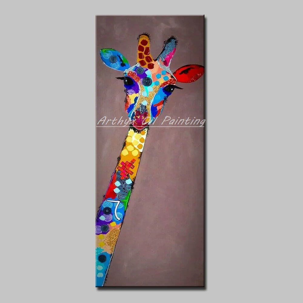Абстрактная картина маслом с жирафом Arthyx ручная роспись животное холст