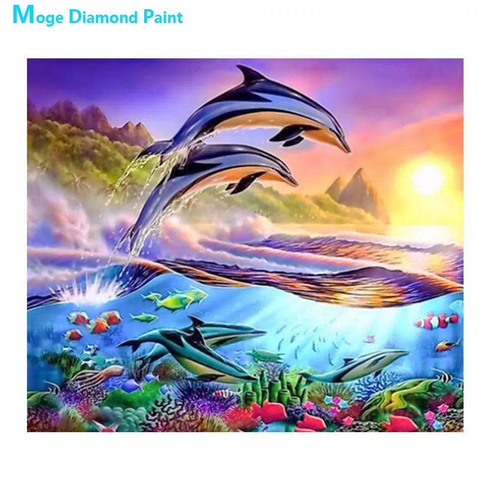 Дельфин Животное Алмазная картина Полный Круглый морской мир Scenic Nouveaute DIY игрушка