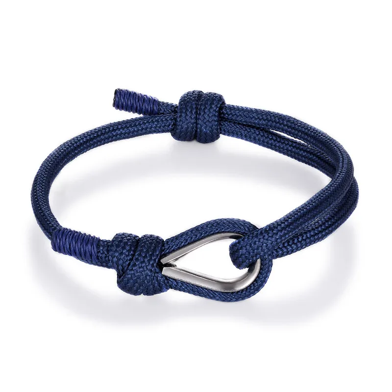 Dark blue MKENDN высокое качество якорь браслеты для мужчин женщин Шарм морской выживания Веревка Цепь-Паракорд Браслет спортивные крючки Летний стиль - Окраска металла: Dark blue