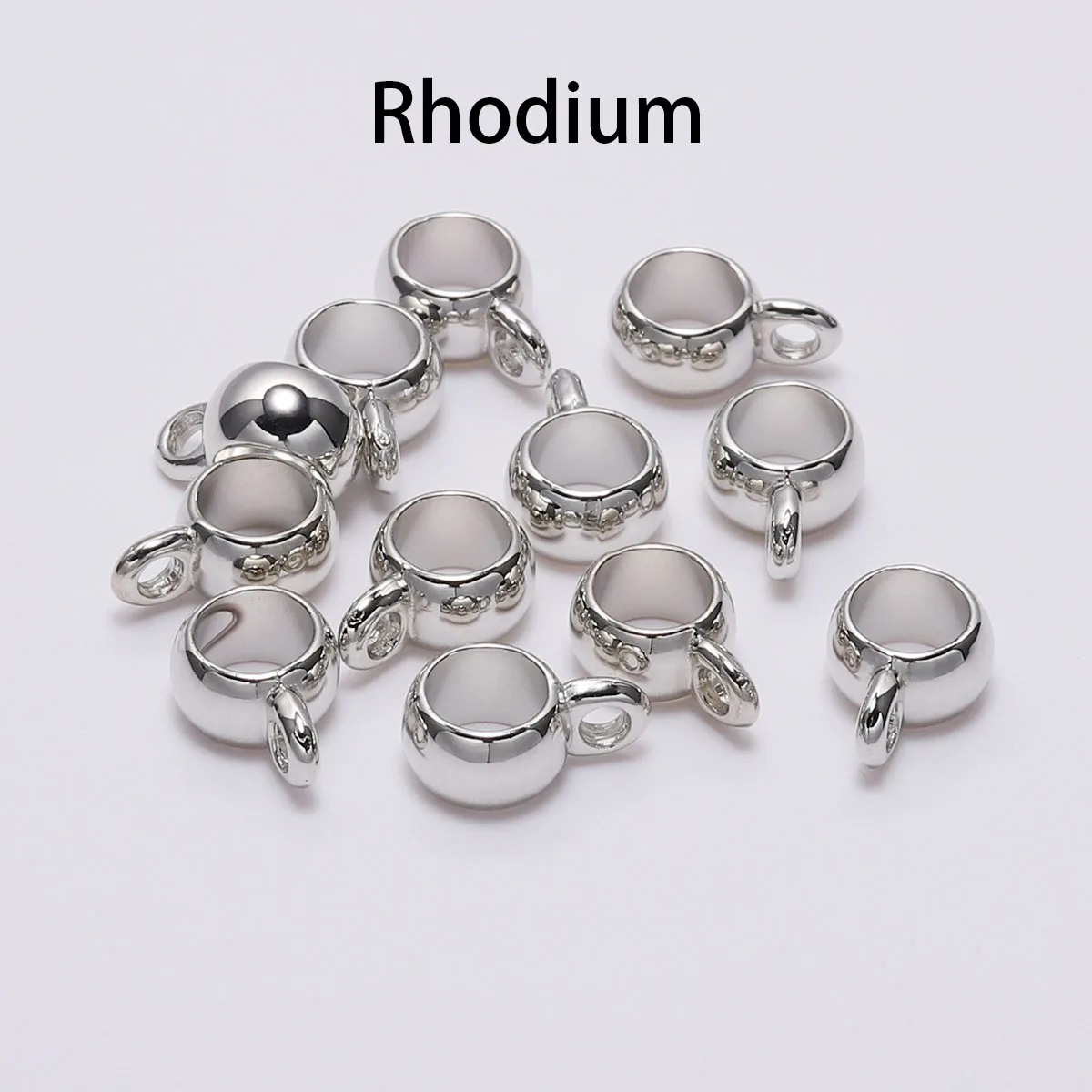 Rhodium 50 шт./лот браслетов, ожерелий, диаметр-подвесной зажим для Запонки Зажим Шарм с большим отверстием бусины соединители для самостоятельного изготовления ювелирных изделий Подвески застежка УП - Цвет: Rhodium