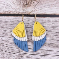 zwpon mixed colors genuine leather feather earrings 2019 lightweight layered leather wing earrings jewelry wholesale