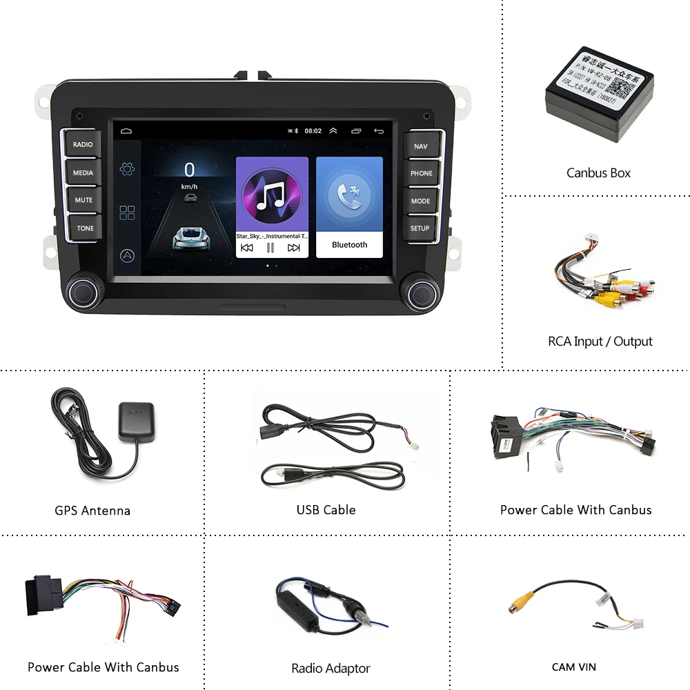 

Hikity 2 Din Radio Car 7'' Android GPS Navigation HD Autoradio Car MP5 Multimedia Player ISO /Android Mirror Link for VW Cars