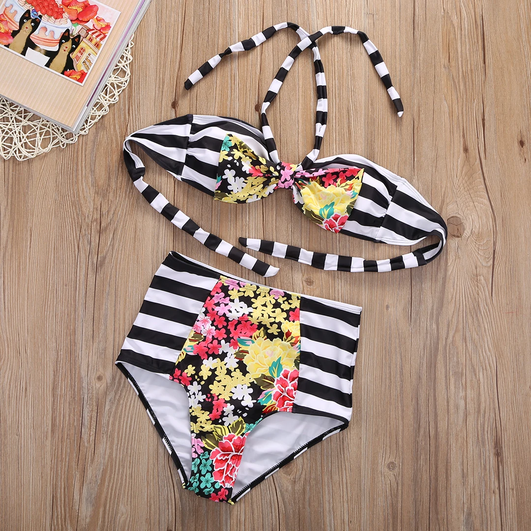 Комплект бикини для малышей/мам из двух предметов семейный купальник с цветочным