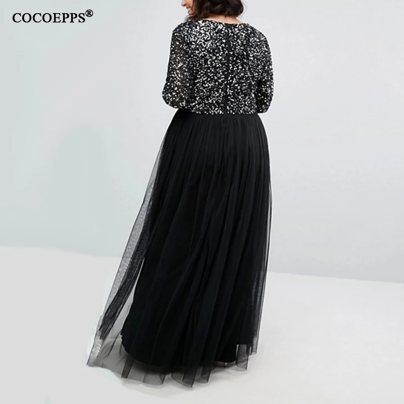 Женское длинное Сетчатое платье макси с блестками размеры до 6XL|long dress|party dressesdress