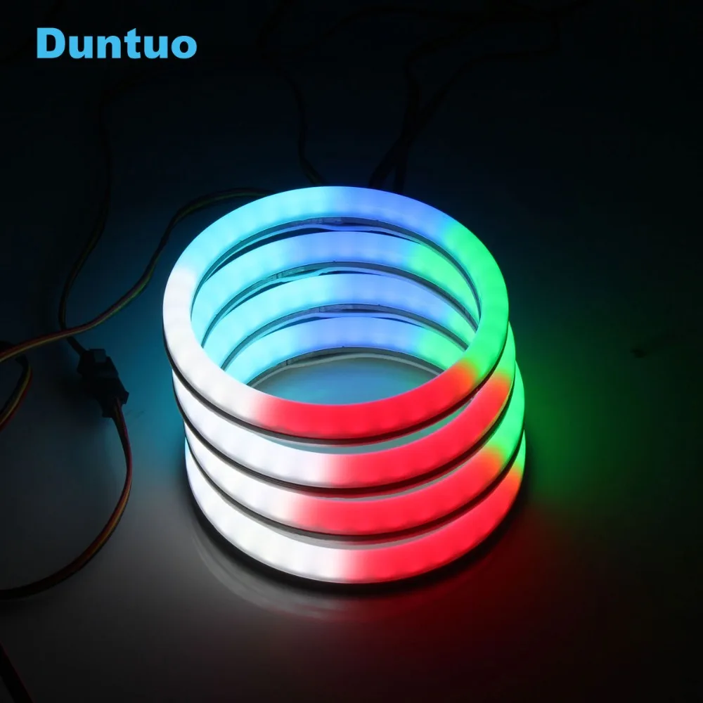 RGBW Angel Eyes Revolving Dynamic DRL Cotton LED Sequential Flowing Multi-Color Wireless Control RF 80mm 90mm 100mm 106mm 120mm