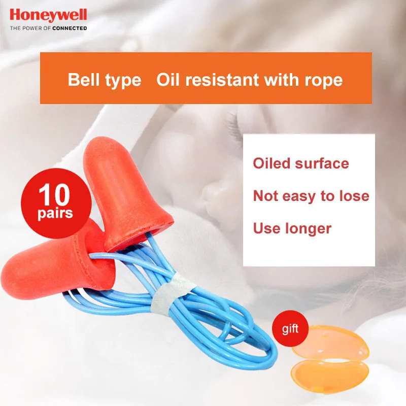 10 pairs Rope Orange Honeywell анти-шум ушной затычки шумоподавитель звуконепроницаемые одноразовые ушные затычки для сна обучения Mute промышленные тишины - Цвет: 10 pairs Rope Orange
