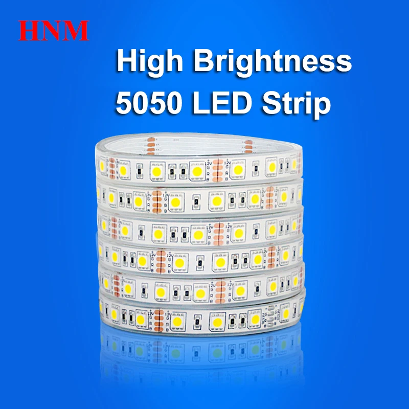 Гибкая Водонепроницаемая светодиодная лента SMD 5050 60 светодиодов/м 5 м/рулон 12 В