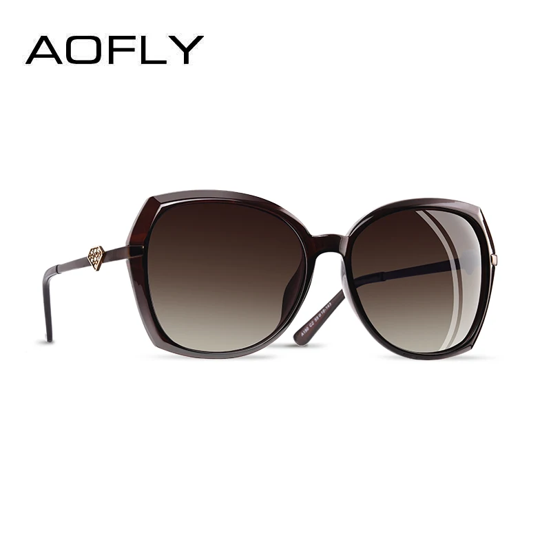 AOFLY, фирменный дизайн, бриллиантовая форма, роскошные женские поляризованные солнцезащитные очки, модные женские солнцезащитные очки, женские градиентные очки - Цвет линз: C3Brown