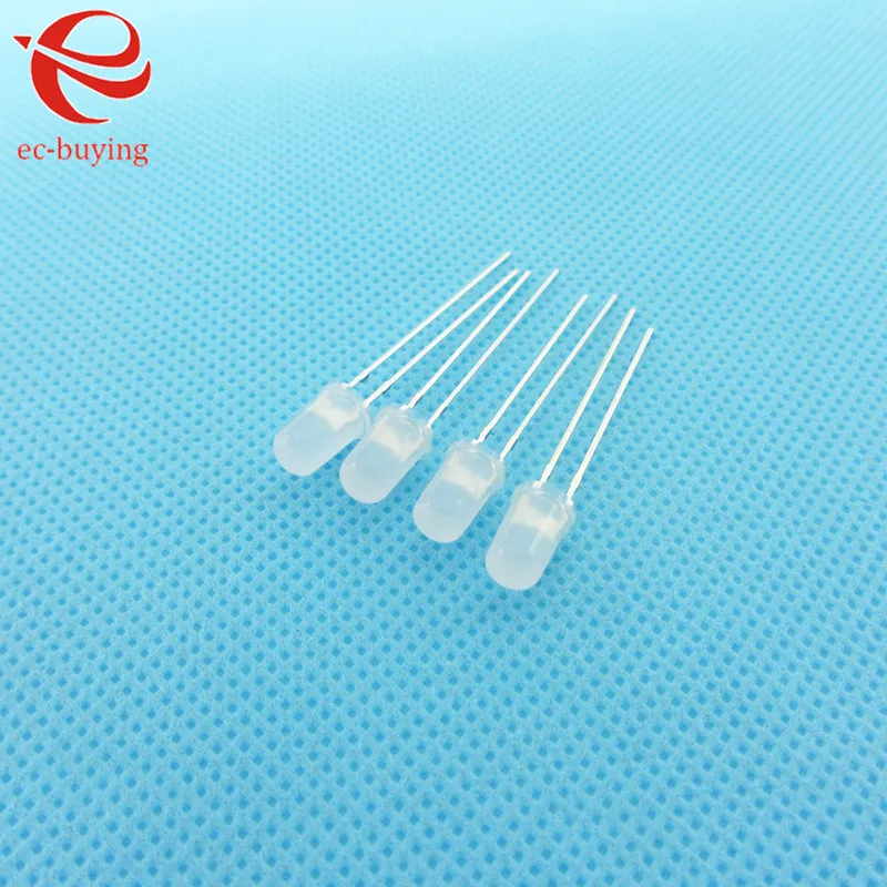 3mm White LED Round Light Emitting Diode Diffused Foggy Lamp Bead Plug-in DIY Kit Practice Wide Angle DIP 100 pcs /lot | Электронные