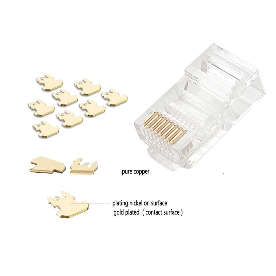 Xintylink 500/1000 шт. RJ45 разъем rj 45 штекер Cat5 Cat5e 8p8c неэкранированный Разъем модульный utp