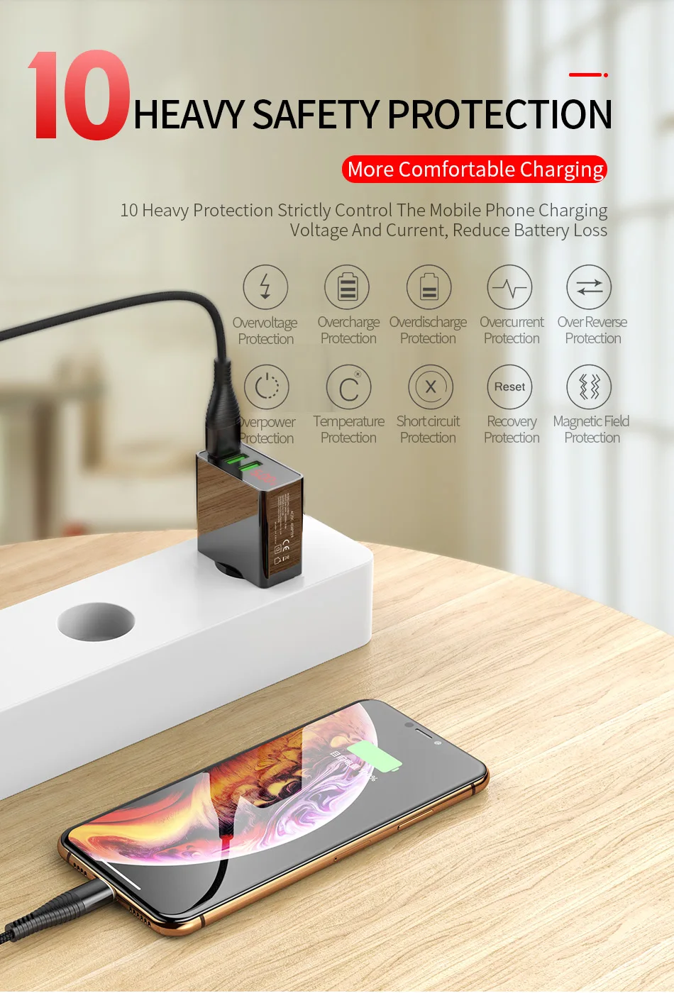 YKZ, 3 USB порта, зарядное устройство, адаптер, светодиодный дисплей, штепсельная вилка европейского стандарта, макс. 3.0A, умное быстрое зарядное устройство для мобильных телефонов, зарядное устройство для iPhone iPad Y35
