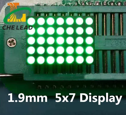 Высококачественный чистый зеленый светодиодный дисплей 5X7 1 9 мм СВЕТОДИОДНЫЙ