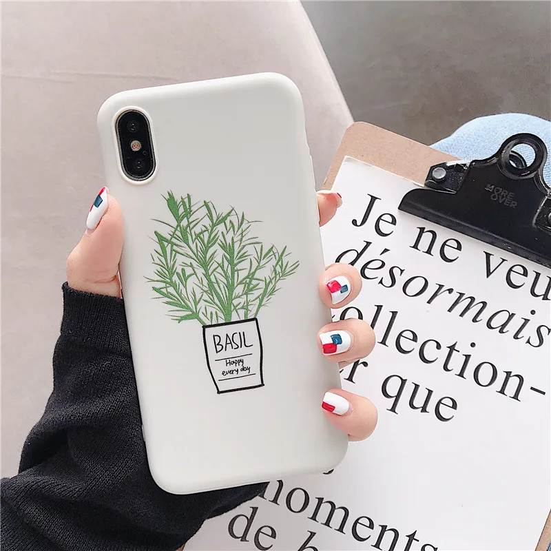 Милый чехол для телефона с зелеными цветами iPhone XS MAX XR силиконовый мягкий из ТПУ 6 S