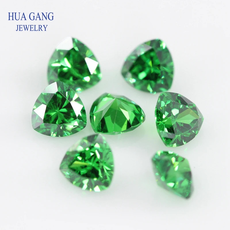 5А зеленый Триллион Форма кубического циркония Блестящий вырез свободные CZ