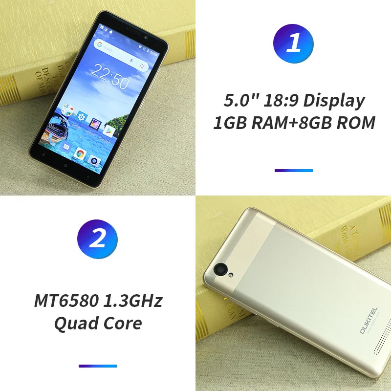 Oukitel C10 мобильный телефон 5 0 дюймов 18:9 дисплей 1 ГБ ОЗУ 8 Гб ПЗУ четырехъядерный MTK6580
