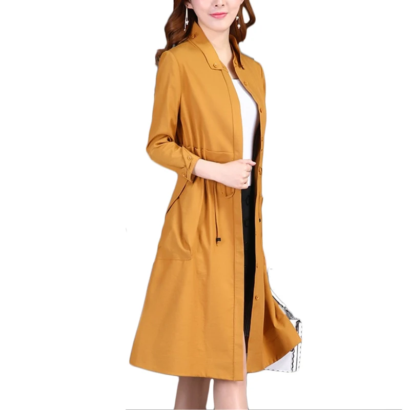 

Plus size Women Windbreaker Coat Spring Autumn High quality Long sleeve Trench Coats Womens Fashion Slim Long Wild Top Coats 165