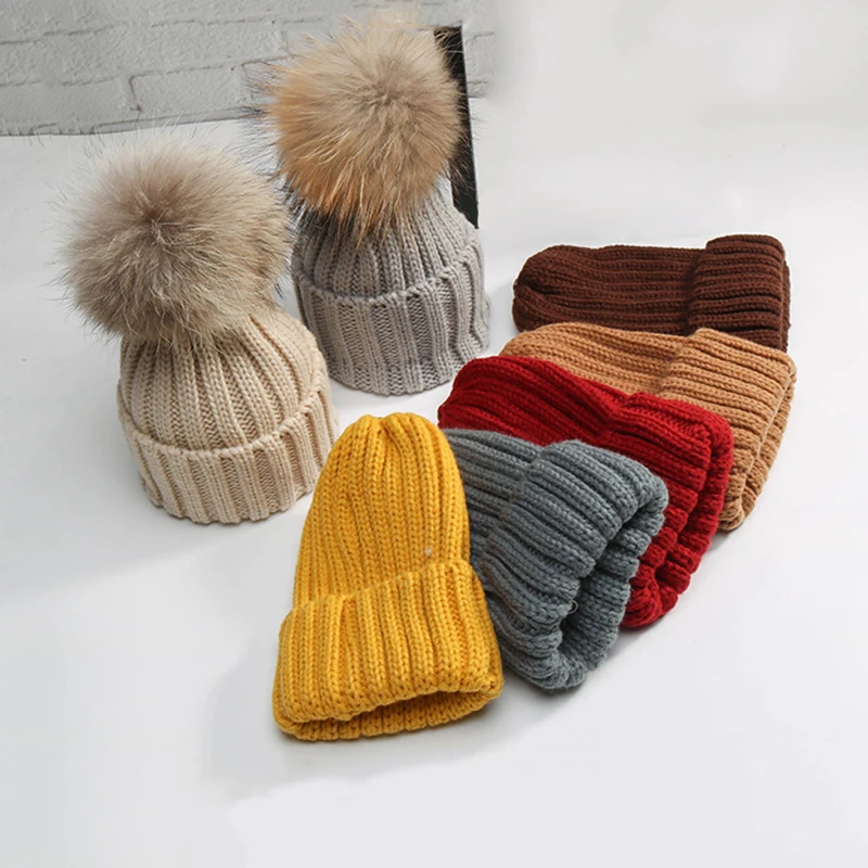 Вязаная шапка для мамы и ребенка плюшевые шапки всей семьи на осень зиму