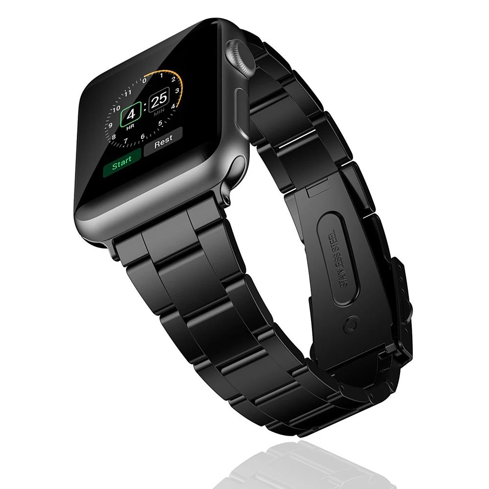 Stainless Steel Watch Band For iWatch Apple Strap Link Bracelet Accessories 38mm 42mm Classical Lock with Adapter | Наручные часы