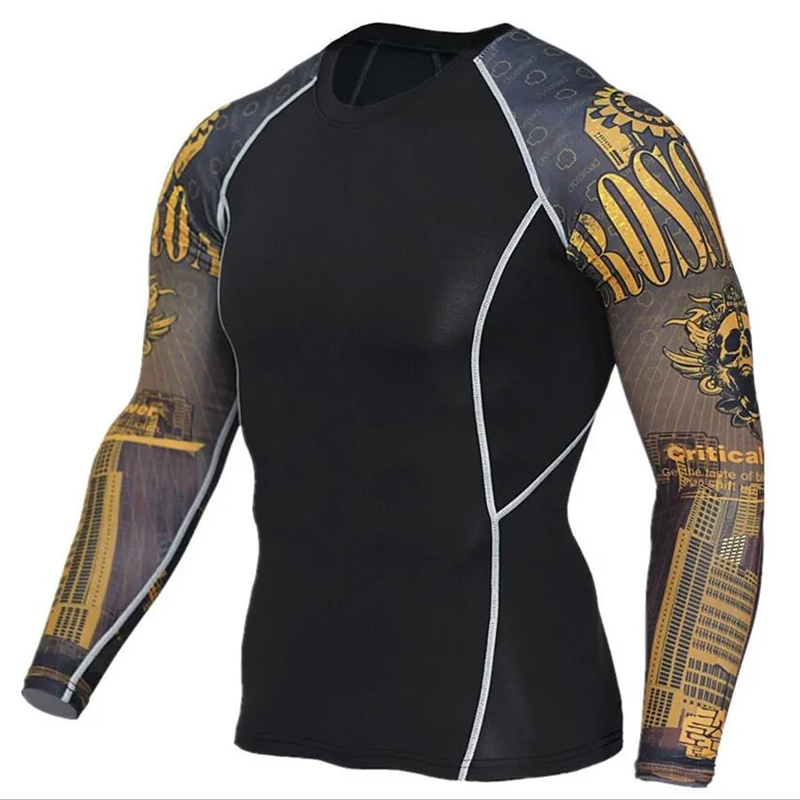 Мужские компрессионные рубашки MMA Rashguard поддерживающие форму для фитнеса с