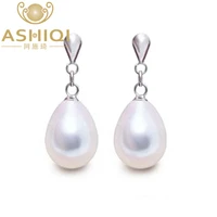 ashiqi new 925 sterling silver natural freshwater pearl drop earrings pear pearl jewelry for women