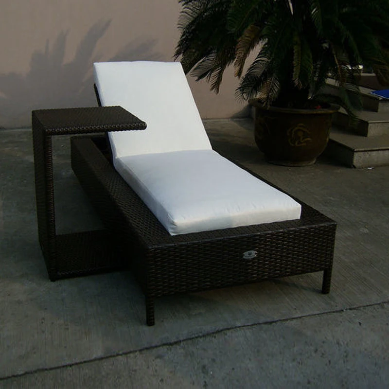 

2pcs rattan sun lounger set folding Beach Lounge Chair , Outdoor Garden Wicker Chaise Lounge transport by sea