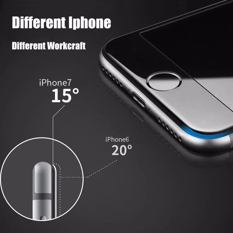1000 шт закаленное стекло для Iphone 7 plus с мягким краем I7 защита экрана 2.5D изогнутый