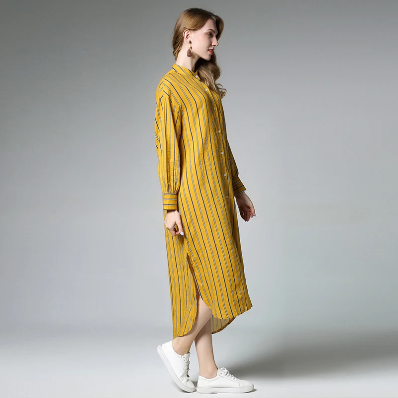 Female blouse shirt plus size2017woman Casual yellow striped long autumn winter cool sleeve women tops blusas | Женская одежда