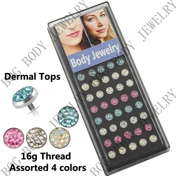 

BOG-6mm Crystal stone Surgical Steel Dermal Anchor Tops Body jewelry