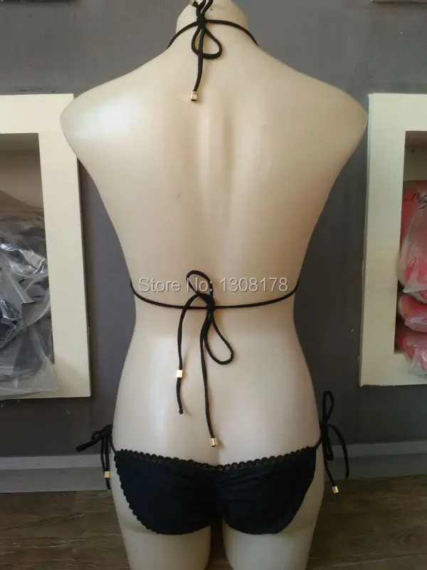 

Black Rhinestone Crystal 2019 Women Ladies vintage Lace diamond swimsuit triangle bathing suit Strappy swimwear